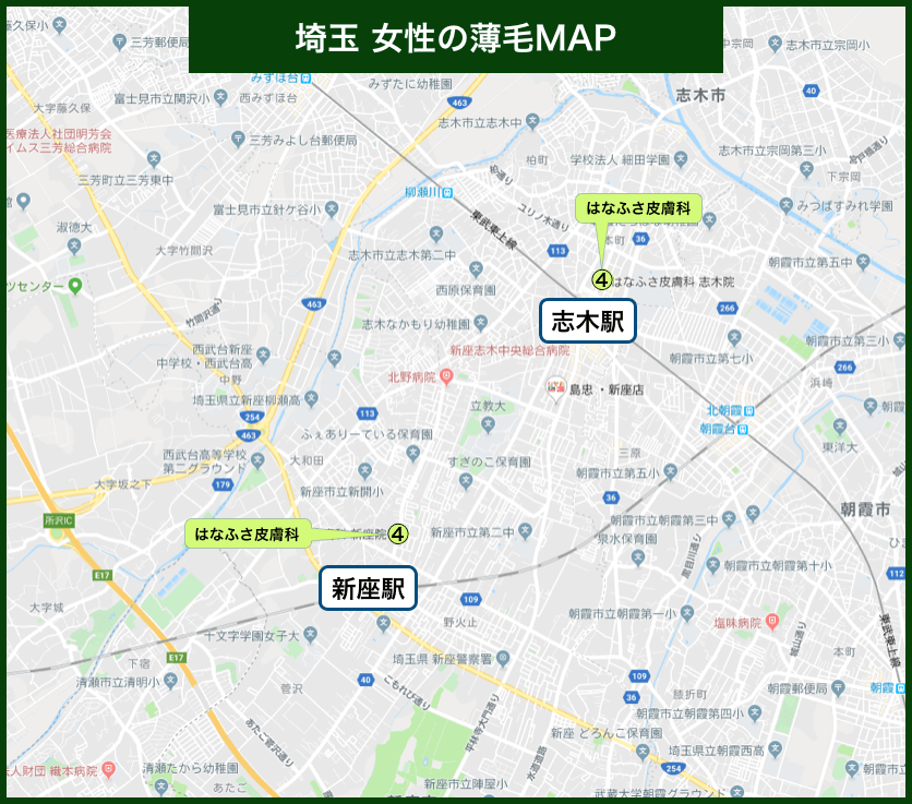 埼玉 女性の薄毛MAP