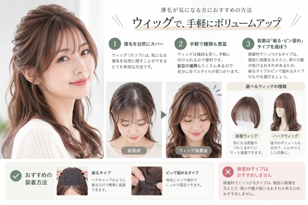 ウィッグで隠す